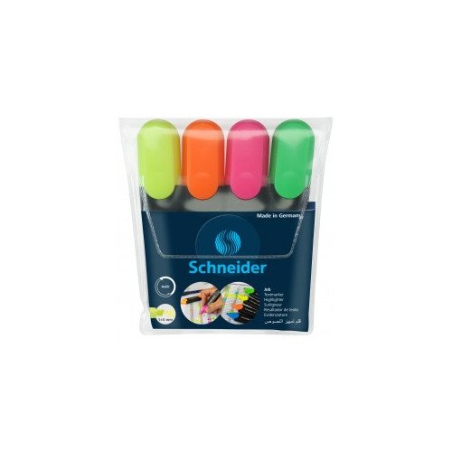 Pochette de 4 marqueurs Fluo Schneider couleurs vives