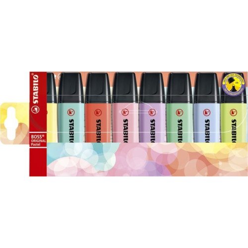 Pochette de 8 marqueurs Fluo Stabilo  couleurs pastels