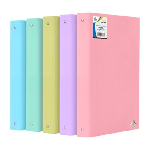 Classeur en PP à 4 anneaux Pastel Dos 40mm