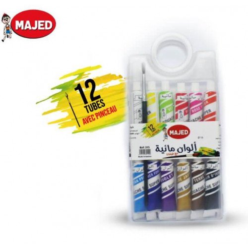 GOUACHE DE 12 TUBES MAJED