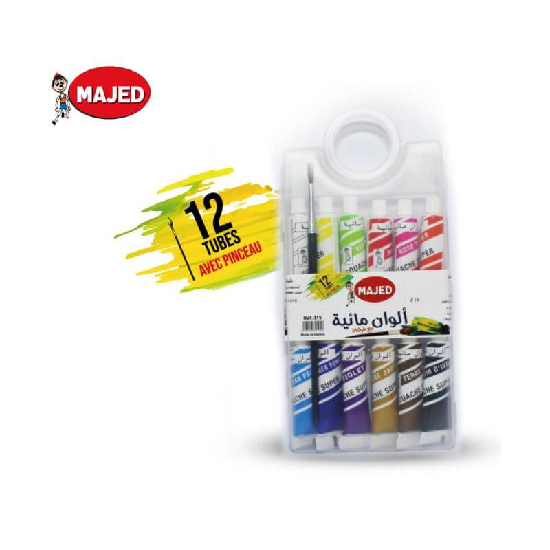 GOUACHE DE 12 TUBES MAJED